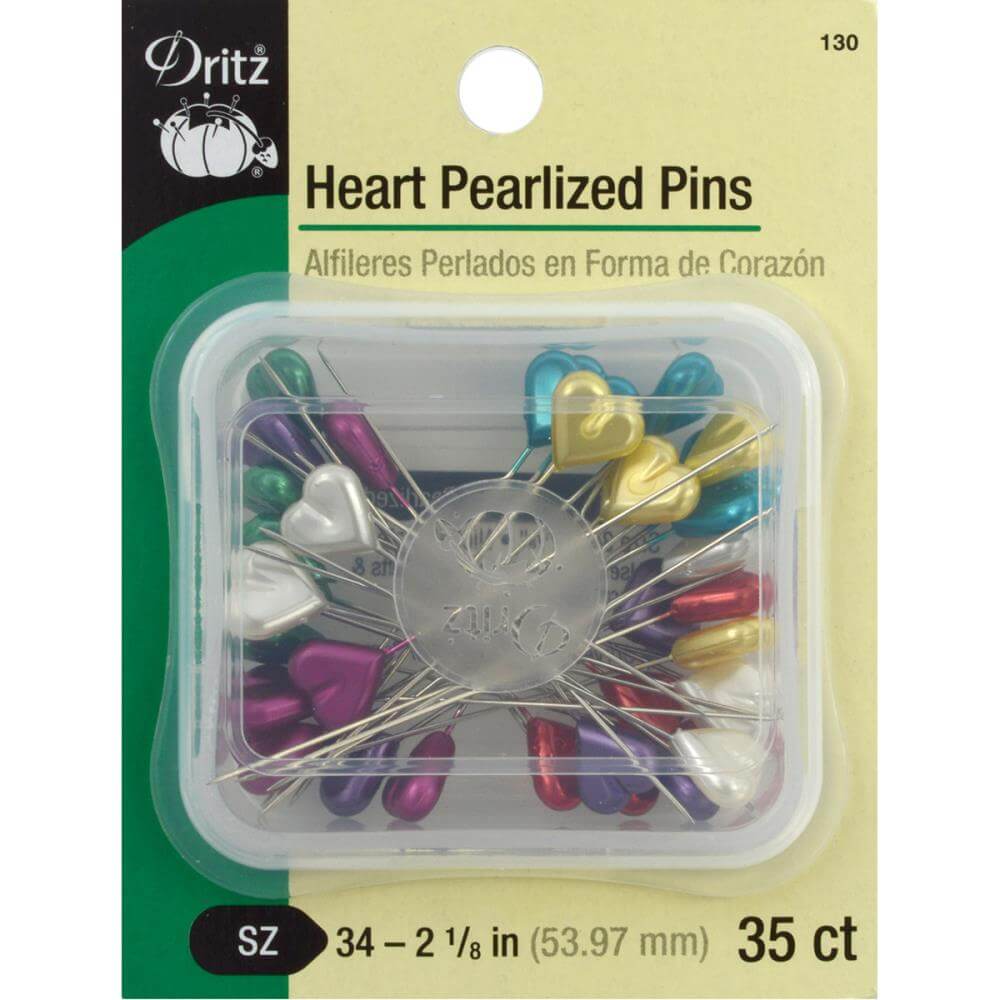 Heart Pearlized Pins 35/Pkg – Thorn & Thimble