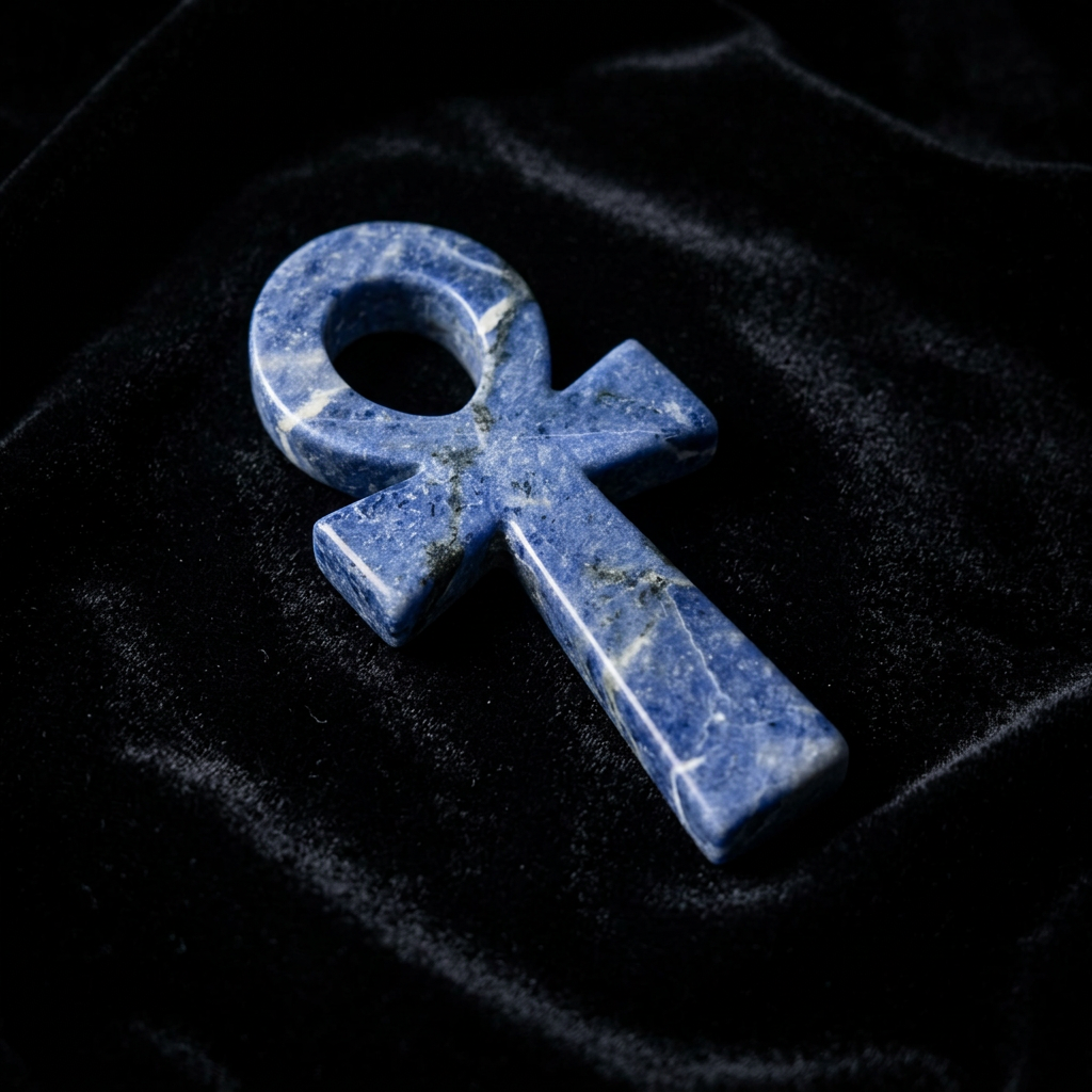 Sodalite Ankh Gemstone Carving – 6" – Thorn & Thimble