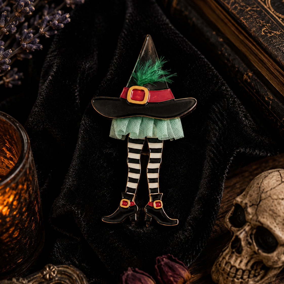 Hidden Witch Halloween Brooch by Laliblue