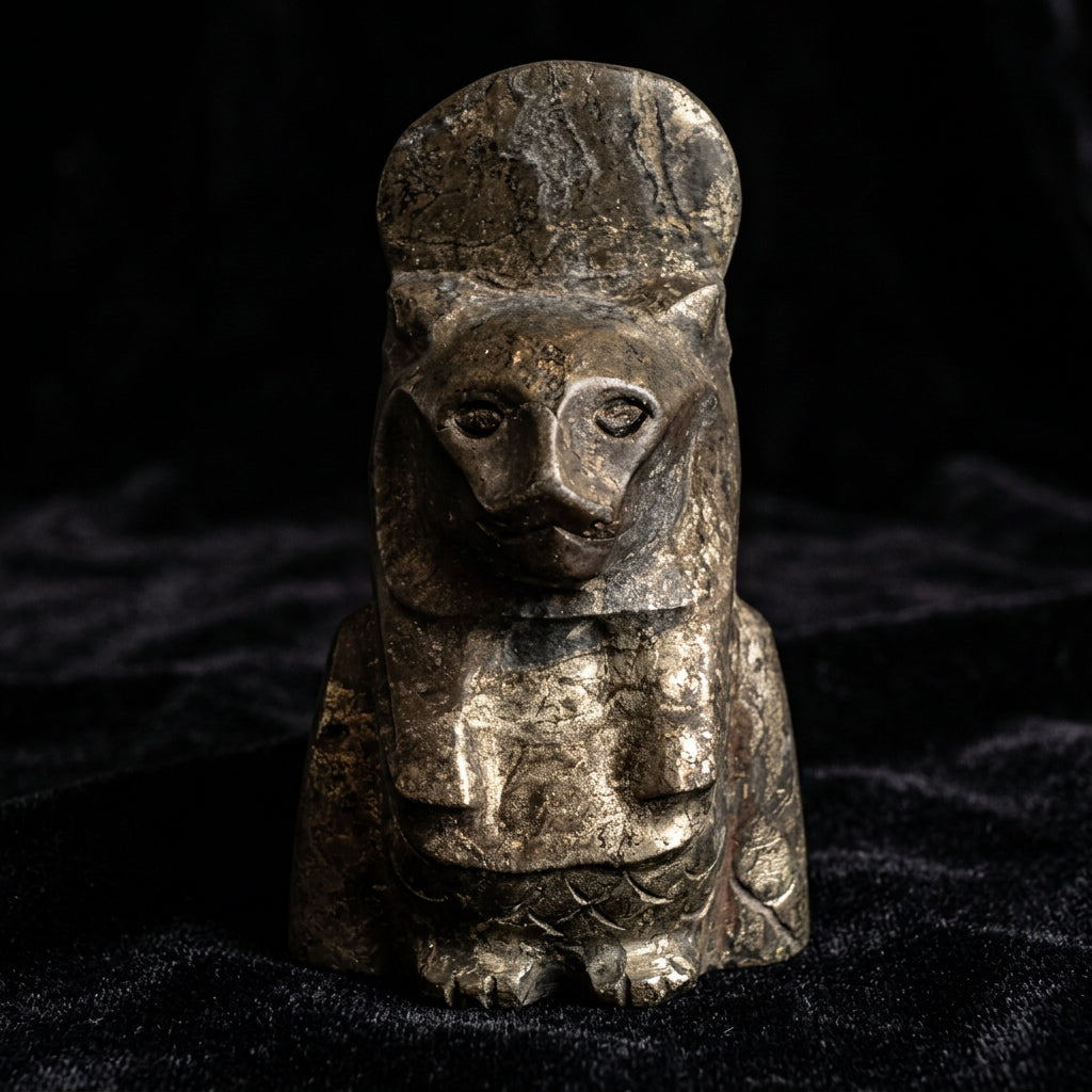 Pyrite Sekhmet Goddess Gemstone Carving – Thorn & Thimble