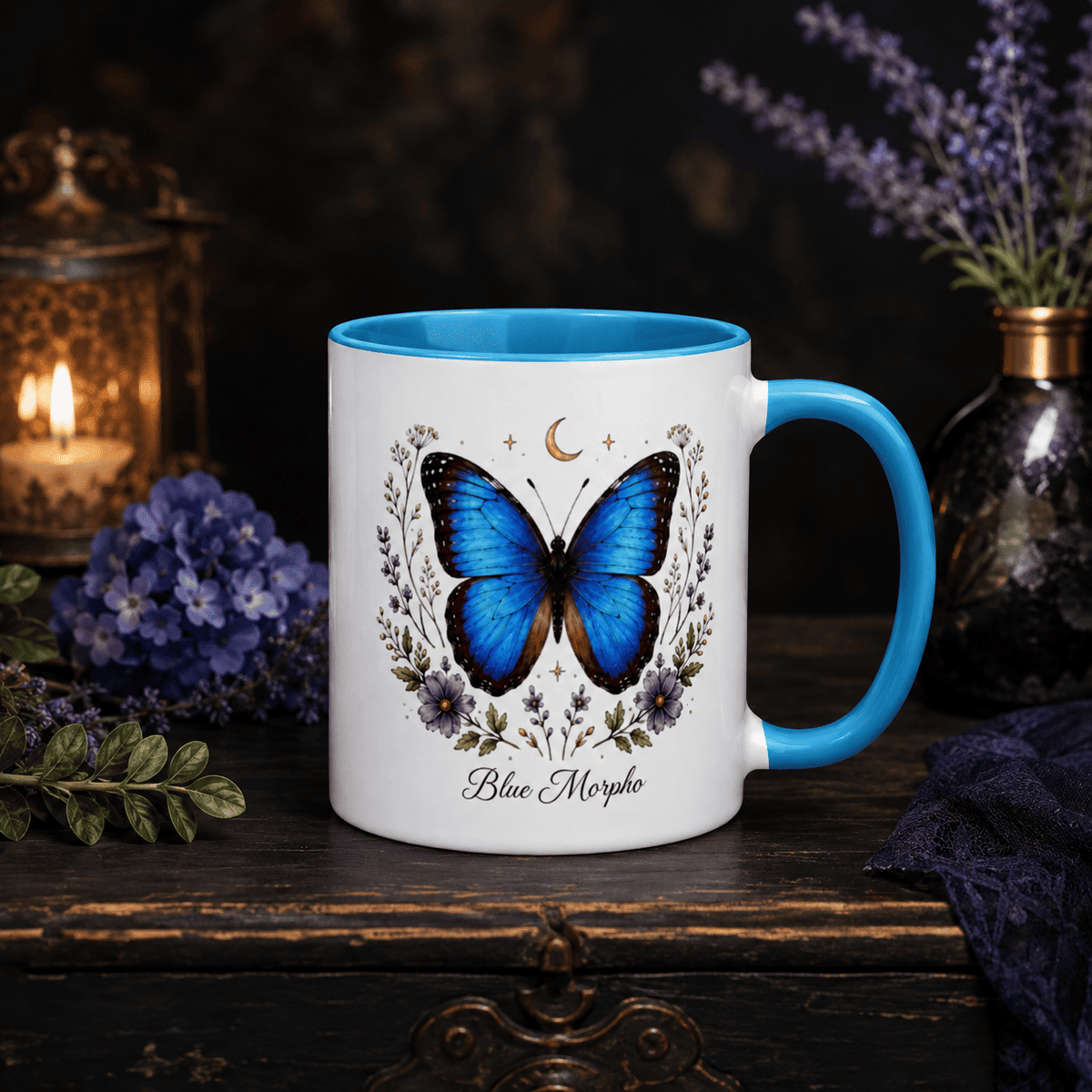 Blue Morpho Butterfly Botanical Ceramic Mug – Thorn & Thimble