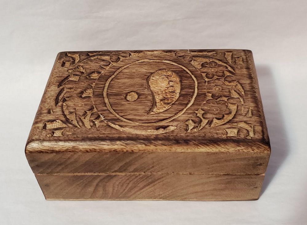 Yin yang carved wooden ritual storage box – Thorn & Thimble