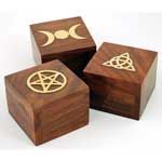Wooden ritual box with assorted brass symbol inlay – Thorn & Thimble
