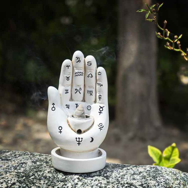 Backflow Burner - Palmistry Hand (White) 5" – Thorn & Thimble