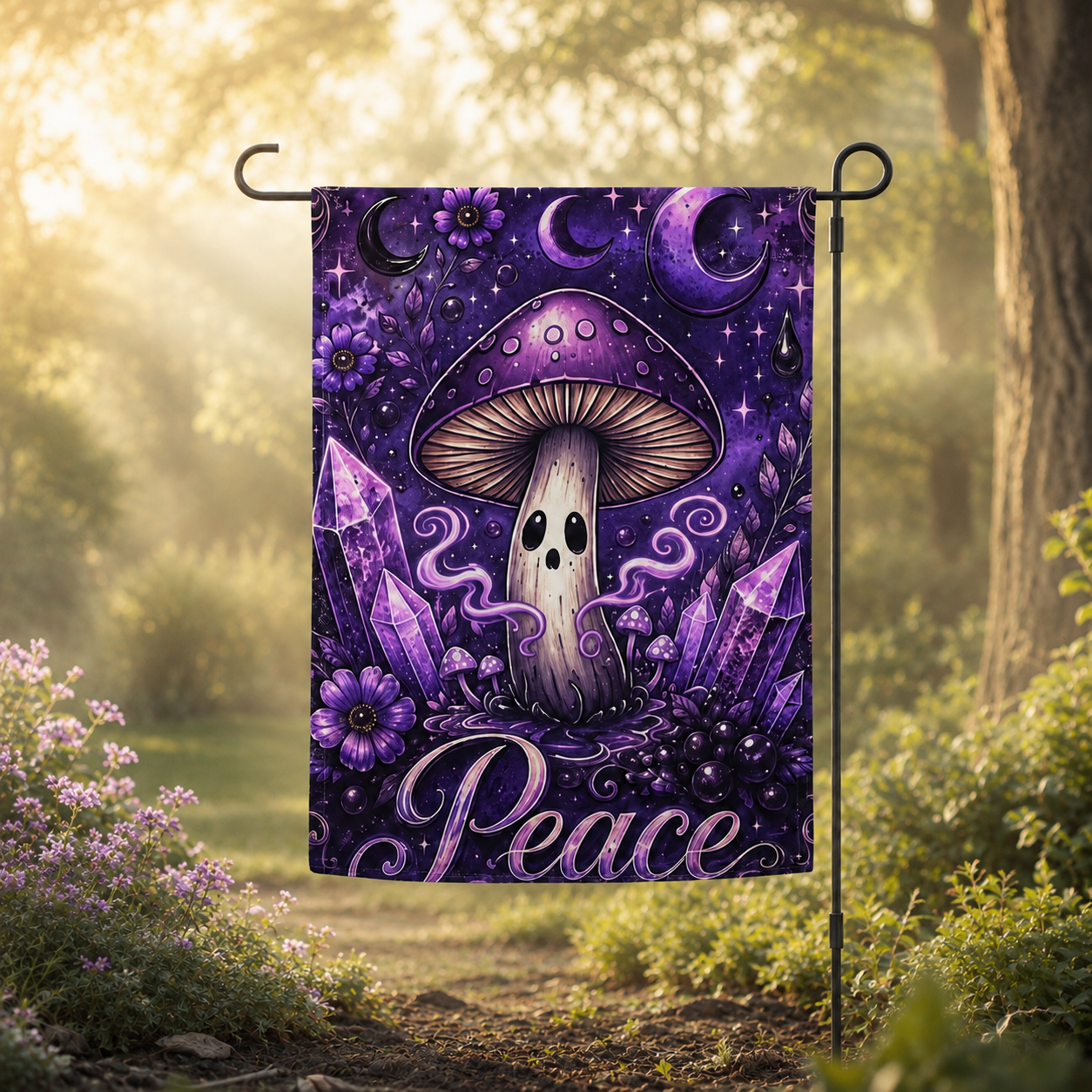 Ink Cap Mushroom Garden flag