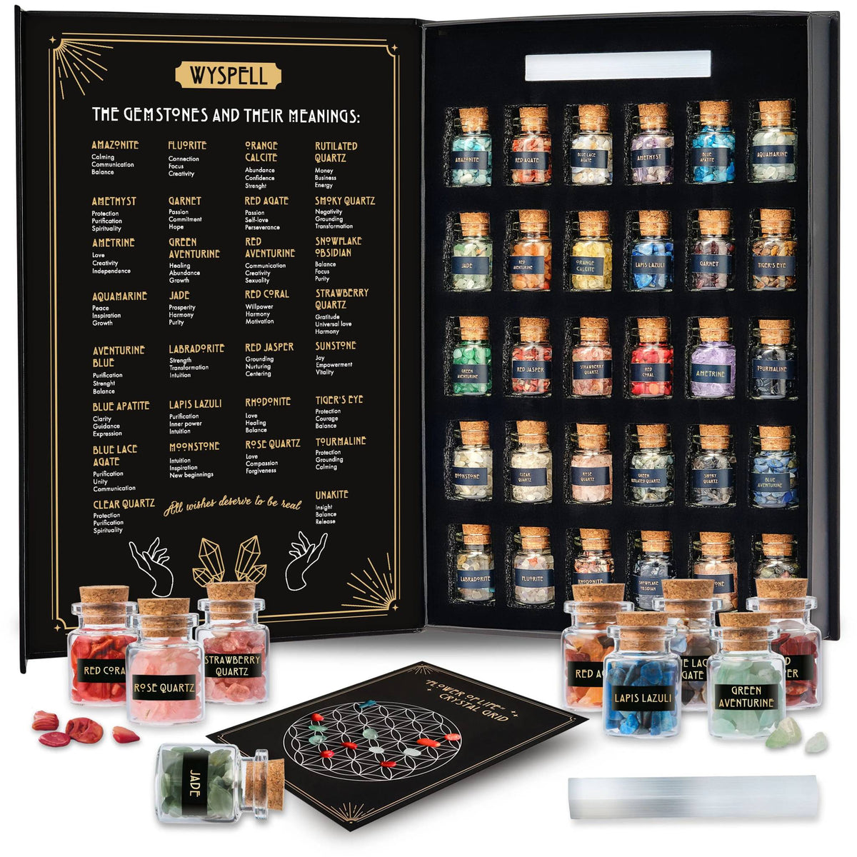 Gemstone Spell Jar Kit – 30 Pieces – Thorn & Thimble