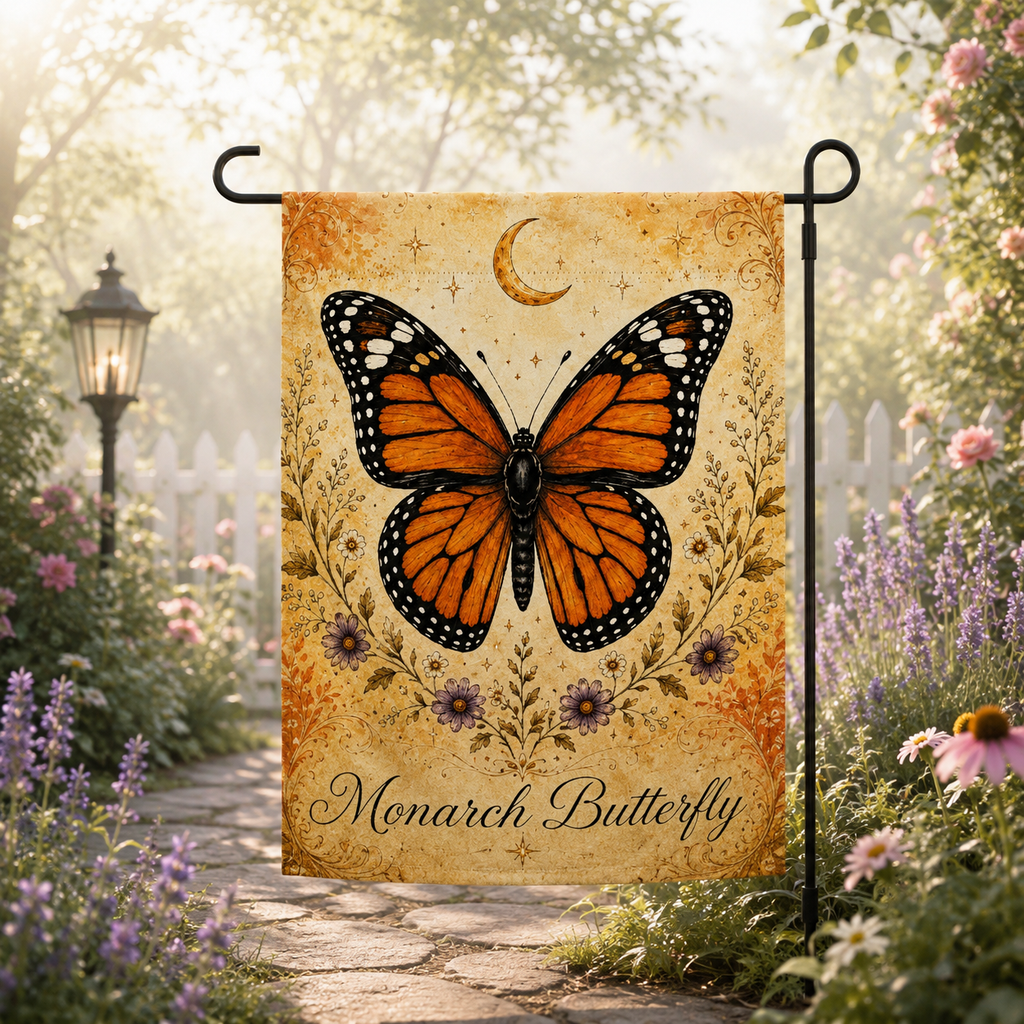 Monarch Butterfly Botanical Garden Flag – Thorn & Thimble
