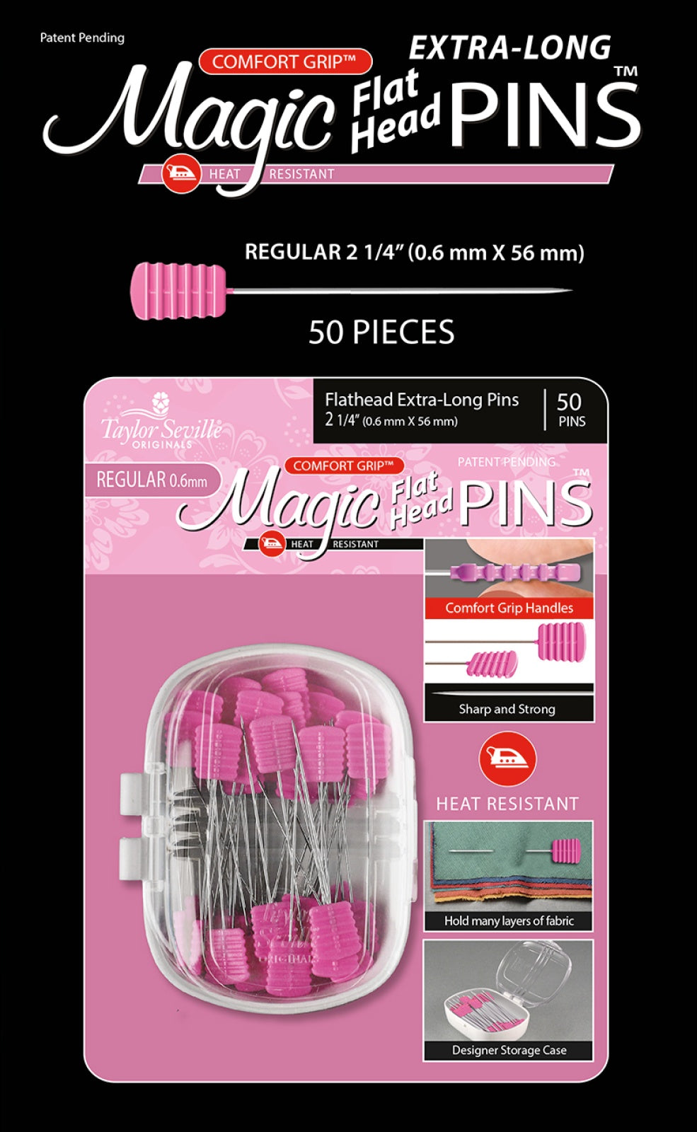Magic Pins Flathead Extra Long Regular 0.6mm 50pc – Thorn & Thimble