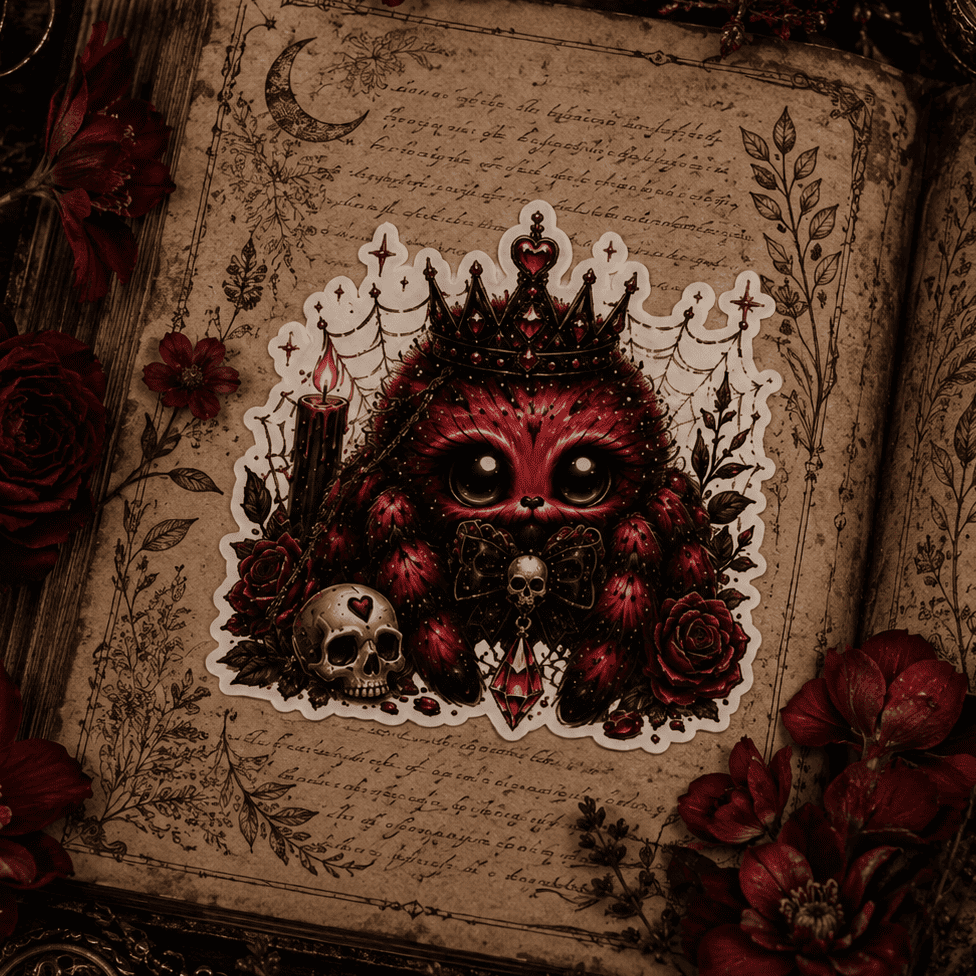 Red Sweet Little Spider Cute Gothic Vinyl Sticker – Thorn & Thimble