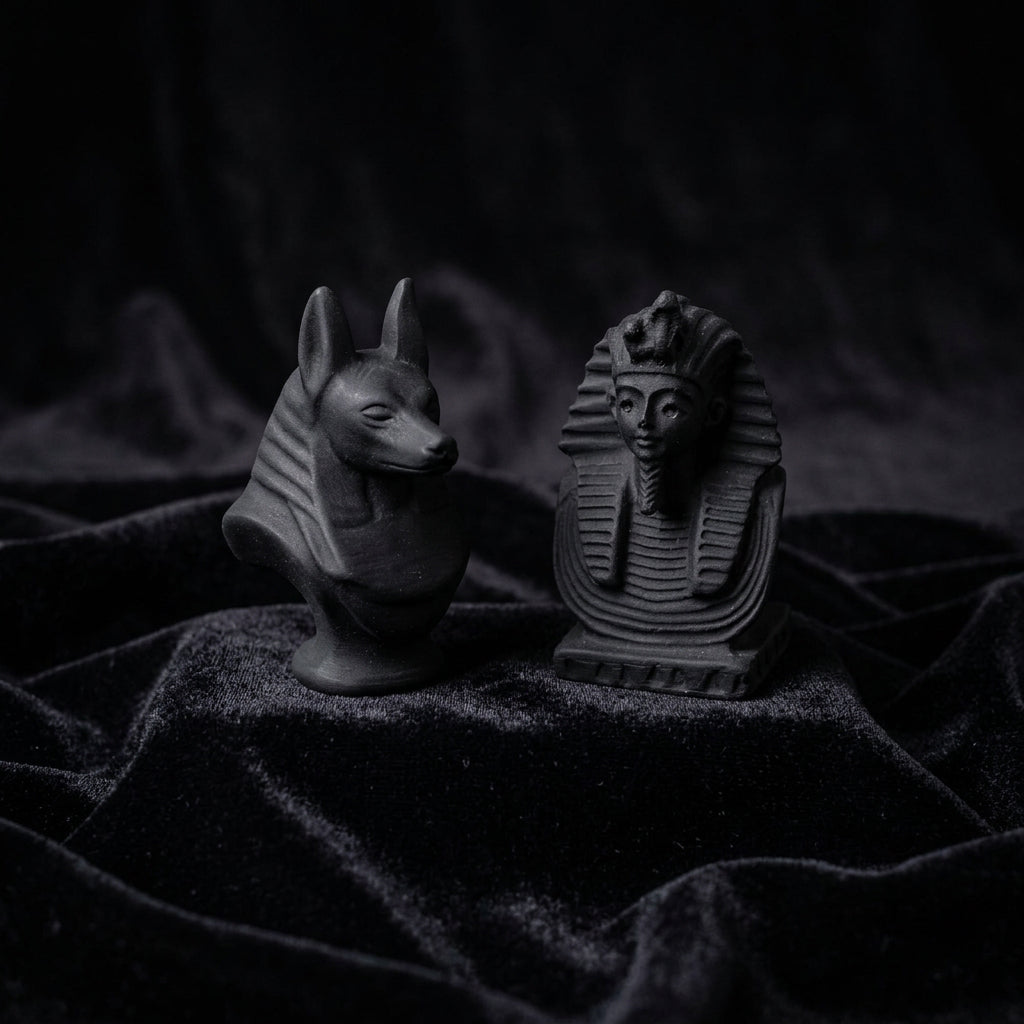 Obsidian Anubis & Pharaoh Gemstone Carving Set – Thorn & Thimble