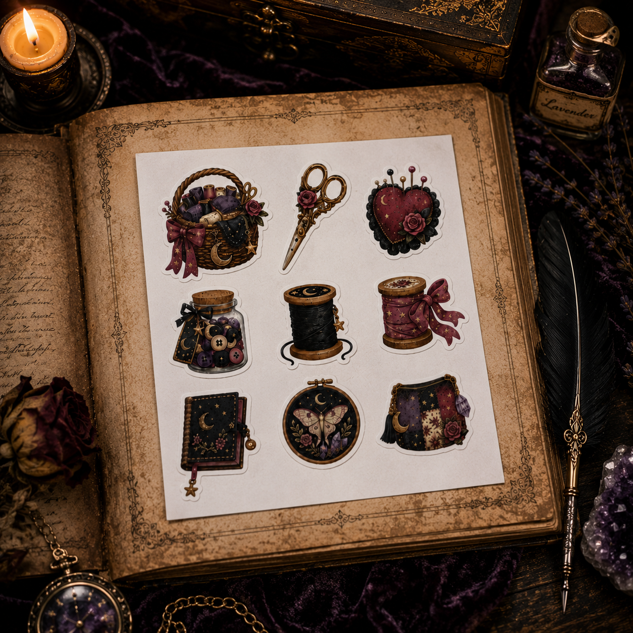 Magical Sewing Basket Sticker Sheet