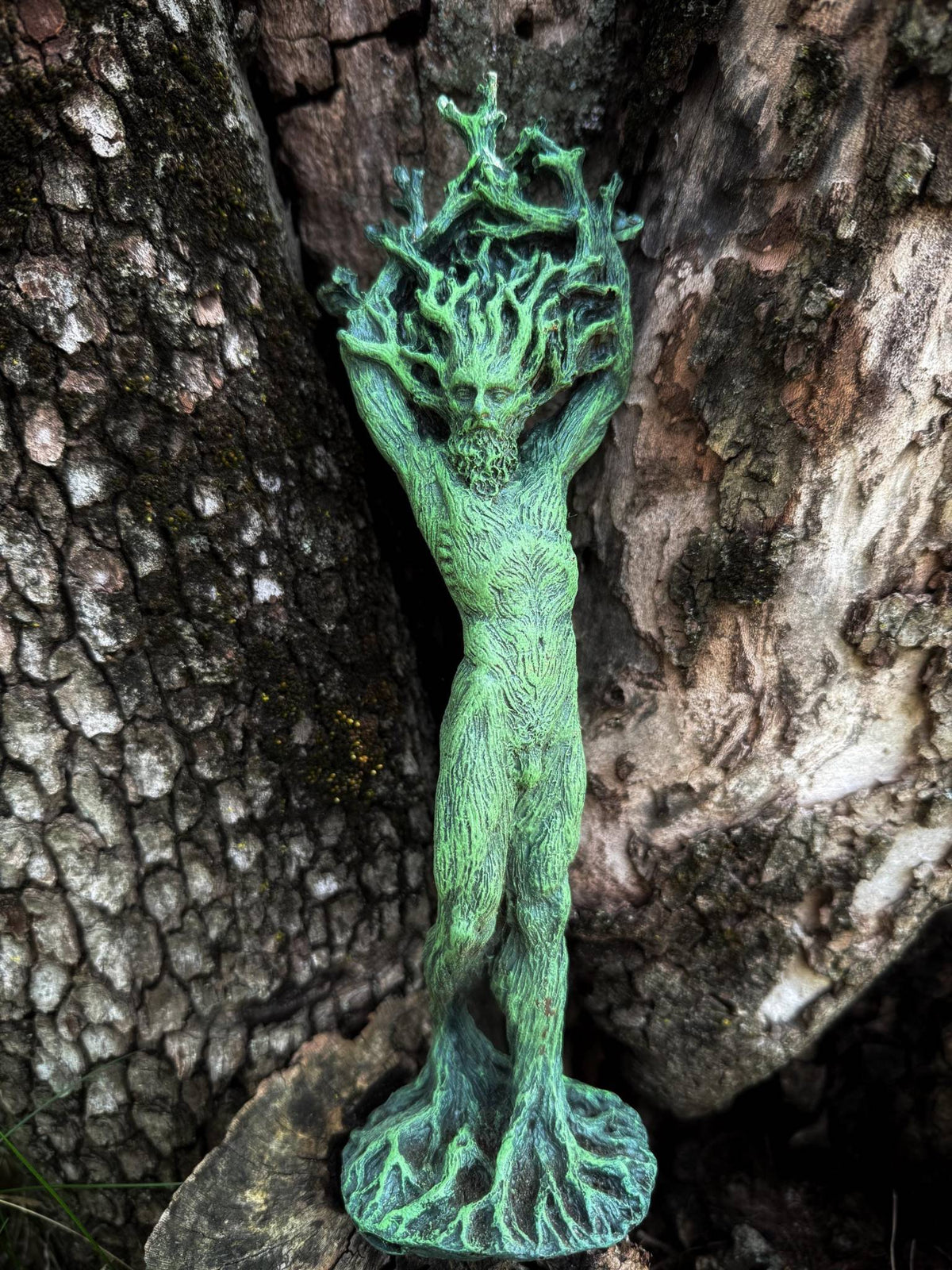 Green Man Cernunnos Statue, Green Finish – 9 Inch – Thorn & Thimble