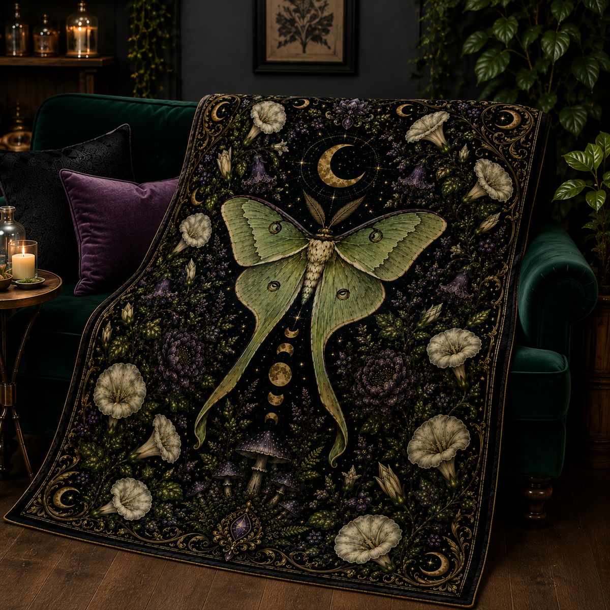 Luna Moth Celestial Throw Blanket – Thorn & Thimble