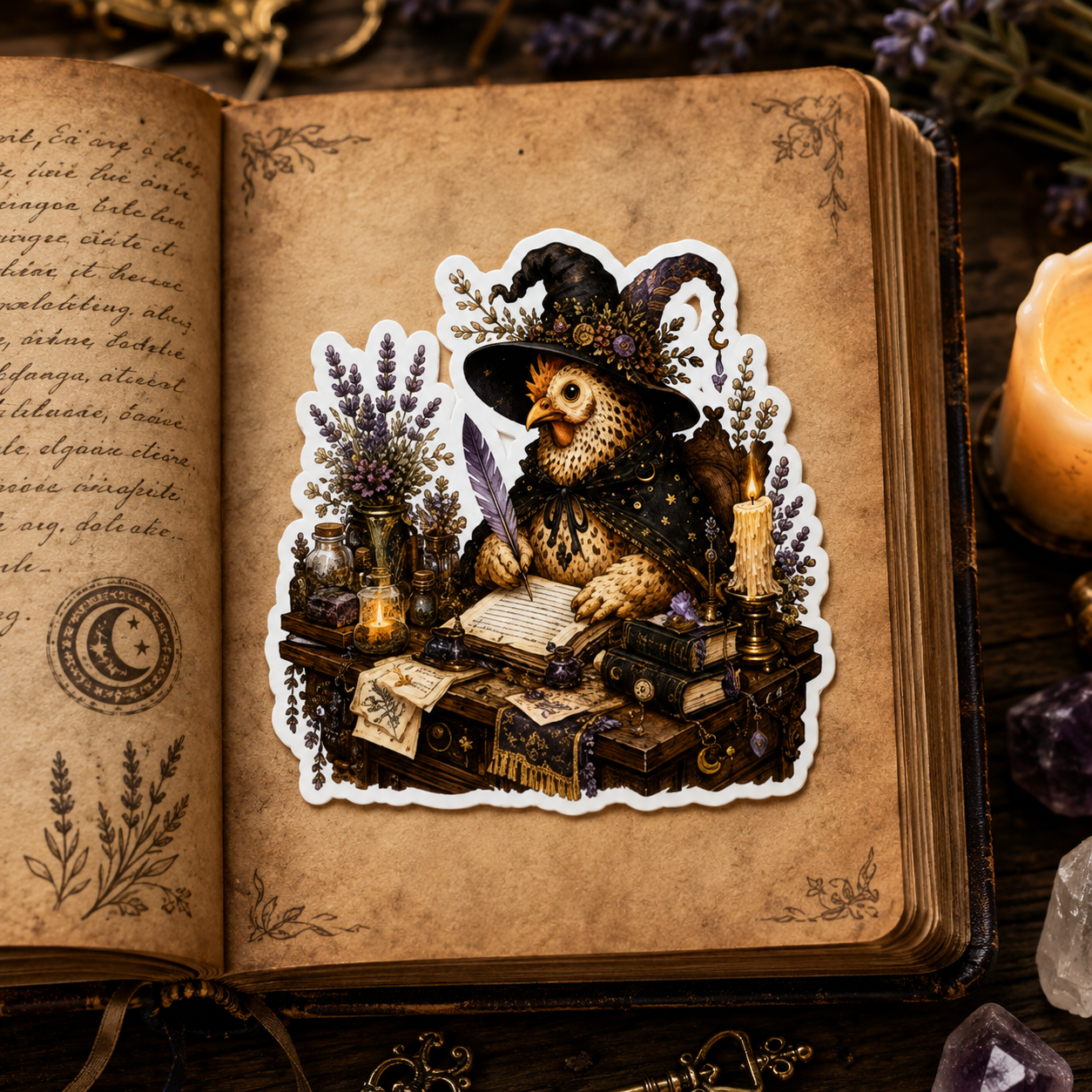 Chicken Witch Writing Sticker