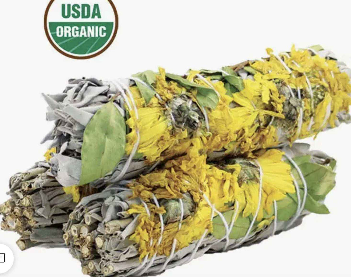 Sunflower (Dandelion) White Sage Smudge Stick (4 in.) – Thorn & Thimble