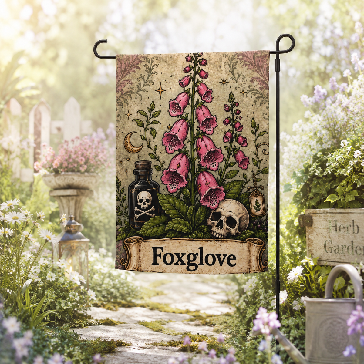 Foxglove Apothecary Botanical Garden Flag – Thorn & Thimble
