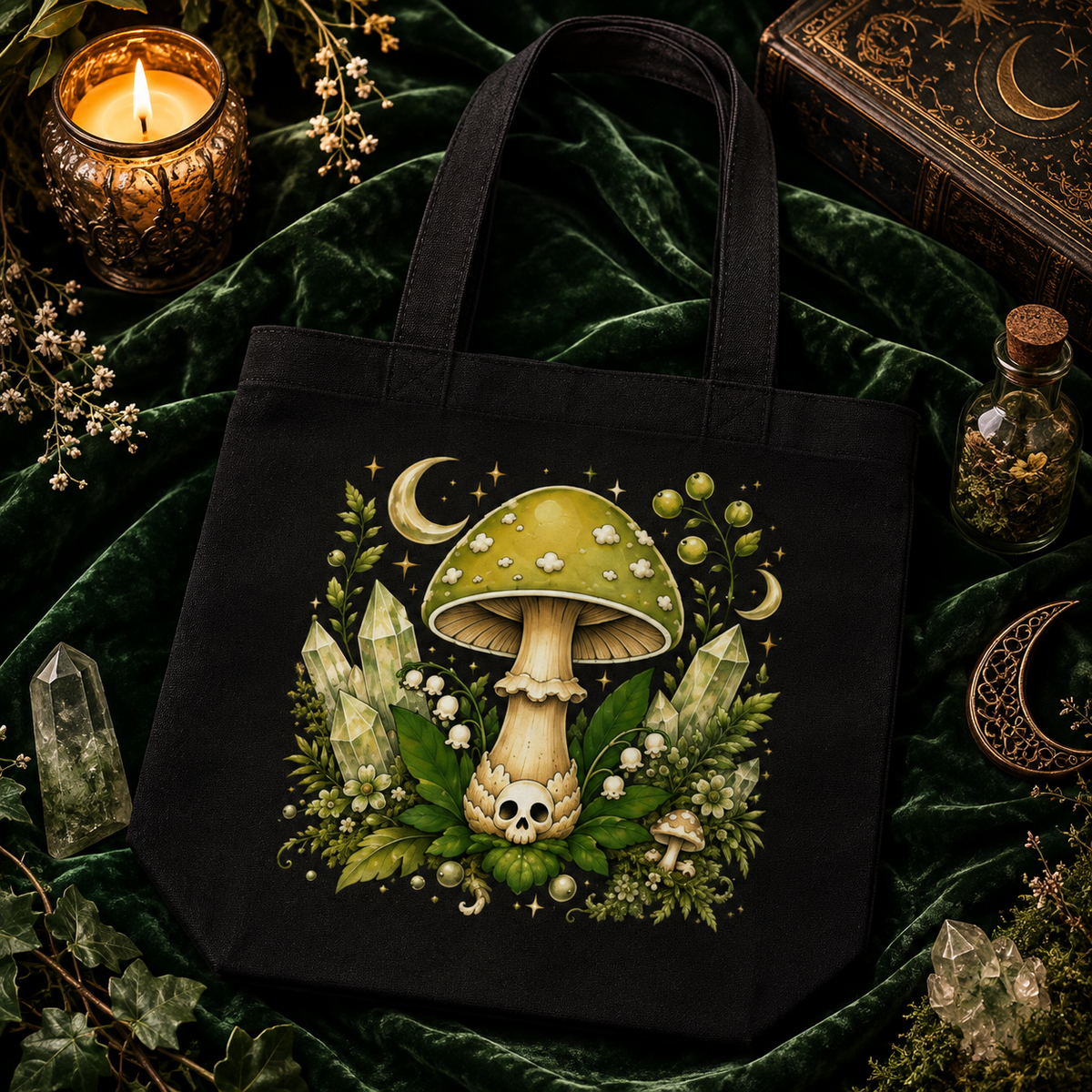 Moss Green Mushroom Cottagecore Eco Tote Bag – Thorn & Thimble