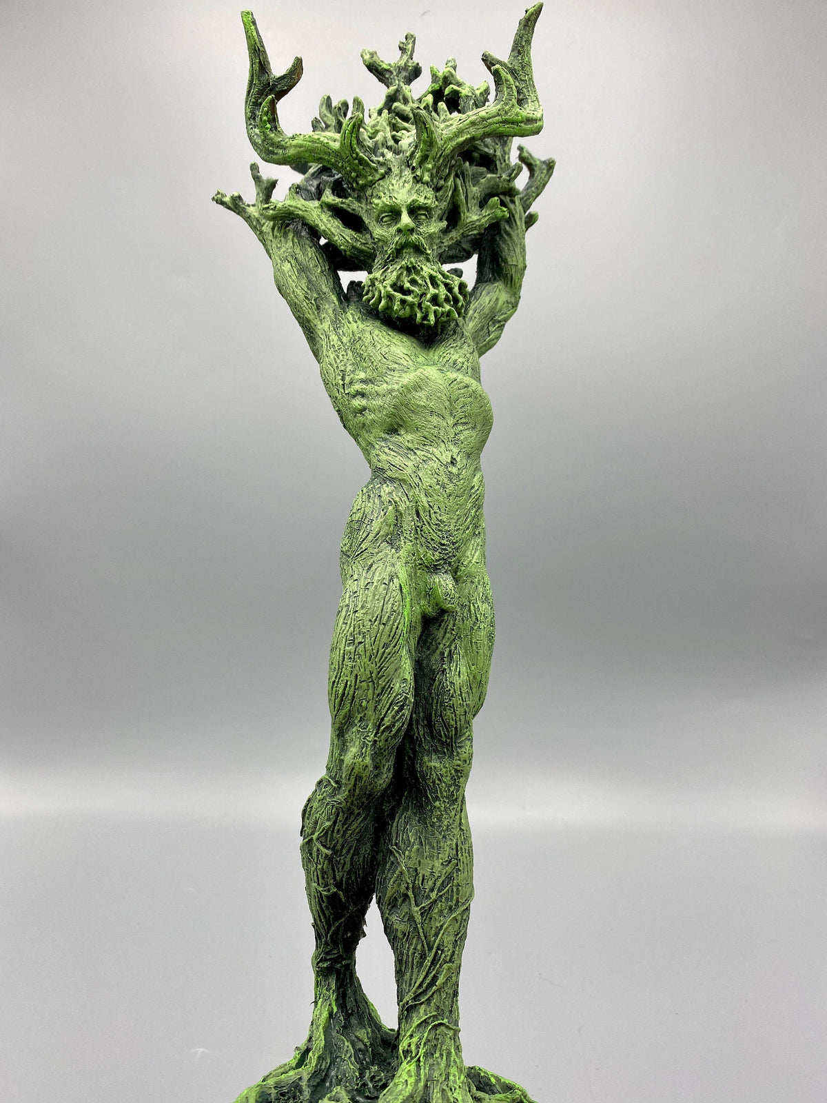 Cernunnos Green Man Statue – Green Finish – Thorn & Thimble