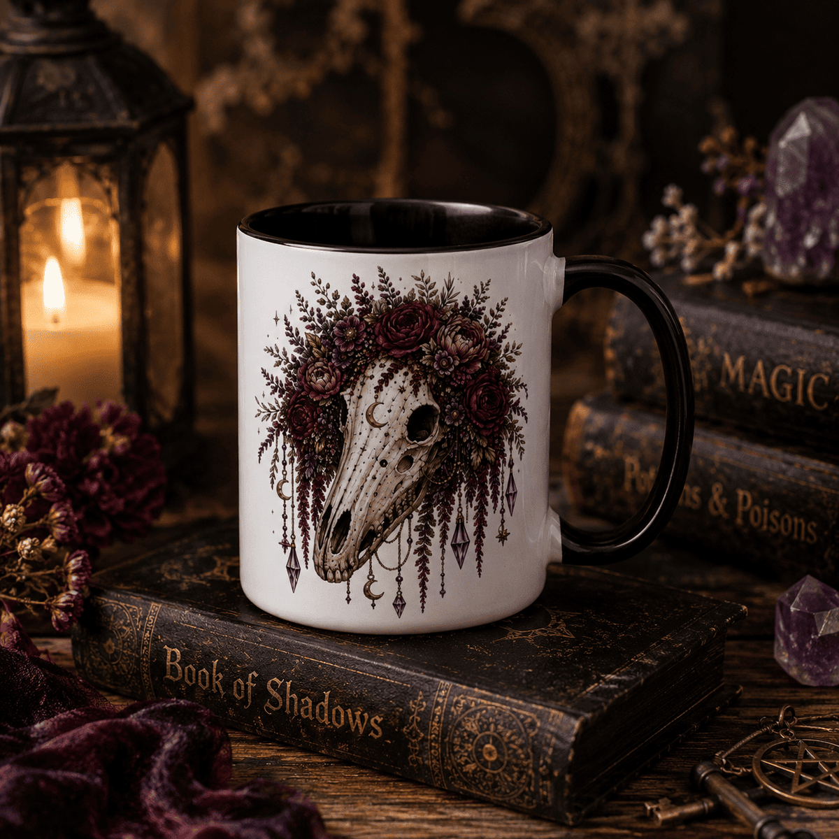 Horse Skull Gothic Botanical Ceramic Mug – Thorn & Thimble