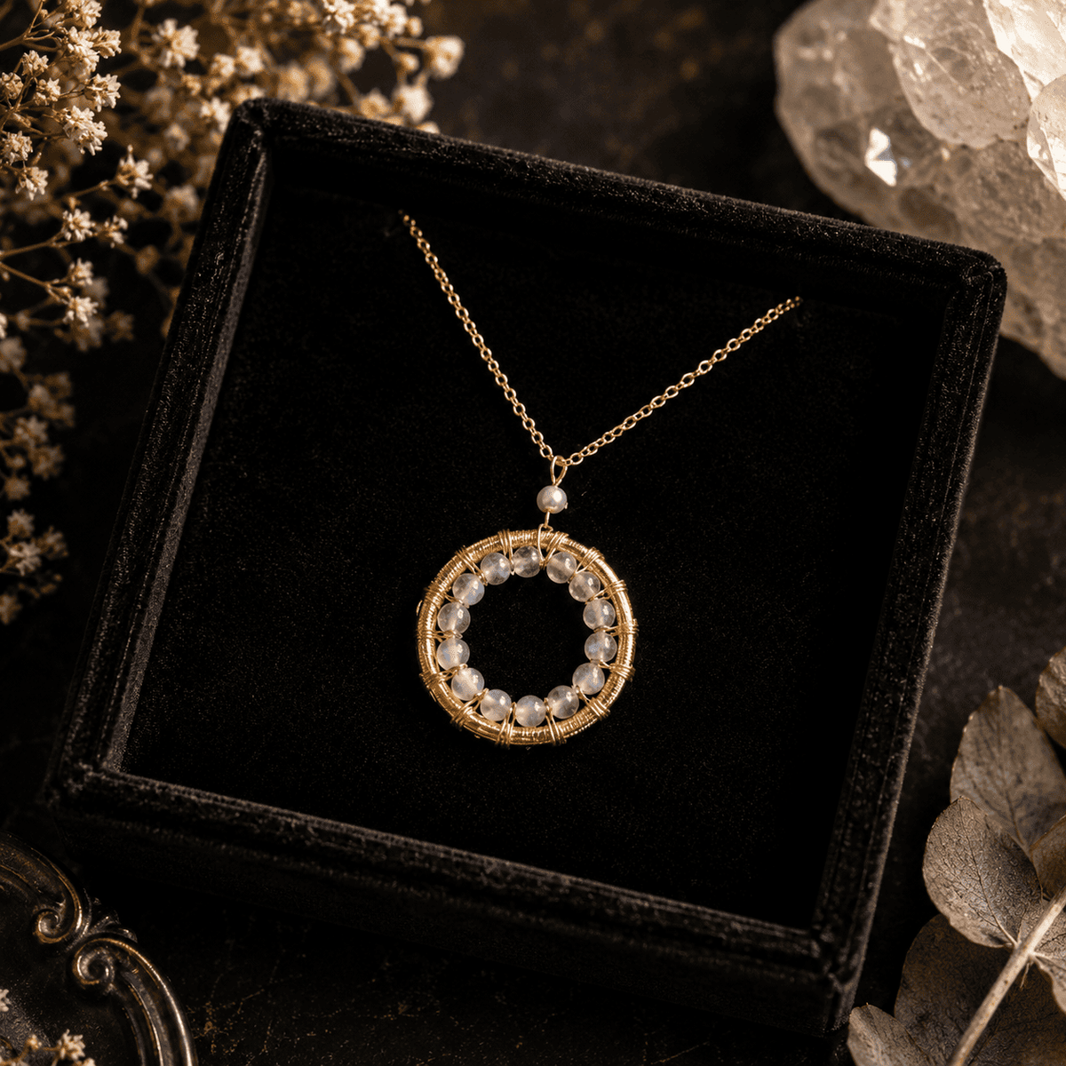 Labradorite Mini Halo Floating Pendant Necklace – Thorn & Thimble