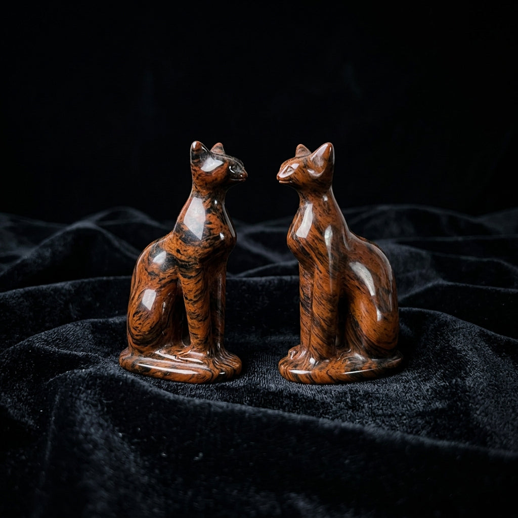 Red Mahogany Obsidian Bastet Gemstone Carving – Thorn & Thimble