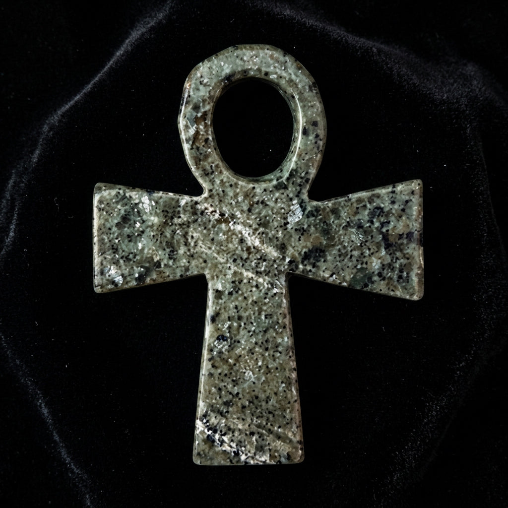 Larvikite Ankh Gemstone Carving – 3.5" – Thorn & Thimble