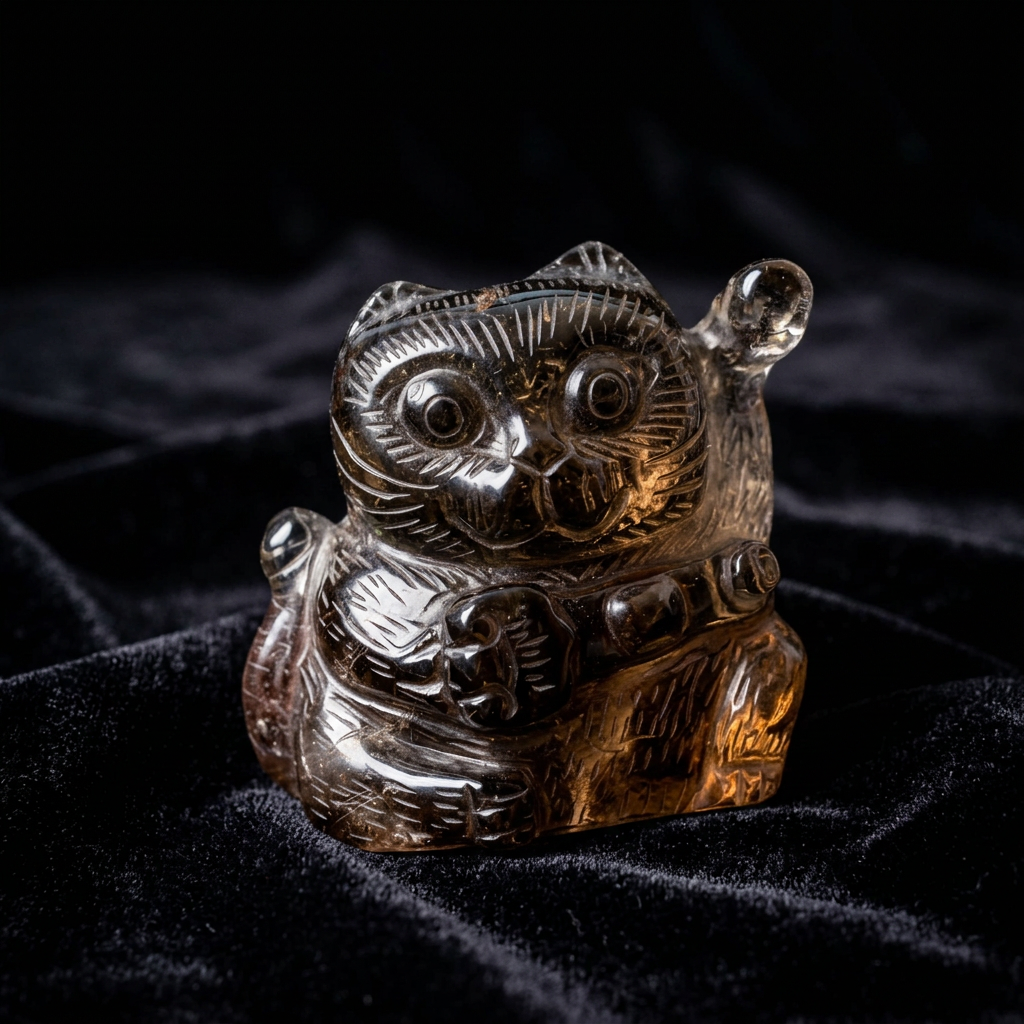 Rutile Smoky Quartz Lucky Cat Gemstone Carving – XL – Thorn & Thimble