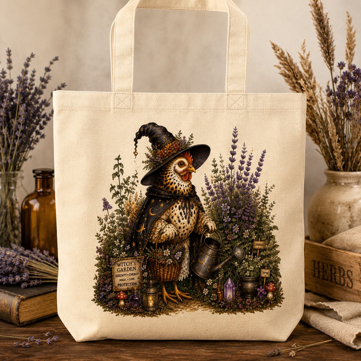 Chicken Witch Watering Can Eco Tote Bag