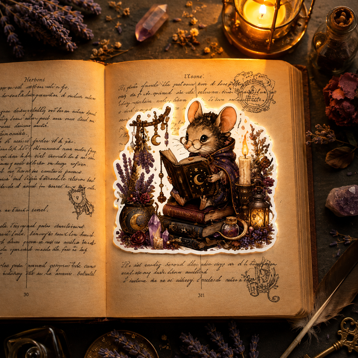 Mouse Witch Book Sticker
