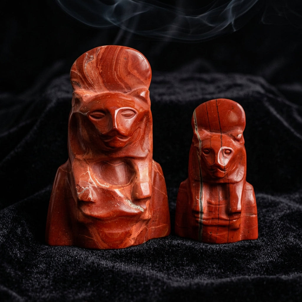 Red Jasper Sekhmet Goddess Gemstone Carving – XL – Thorn & Thimble