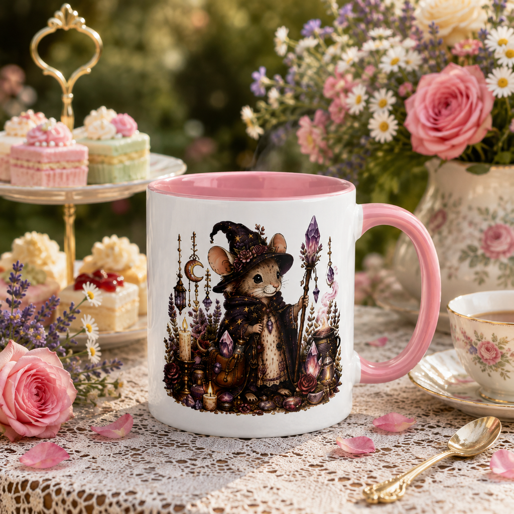 Mouse Witch Staff Mug with Color Inside
