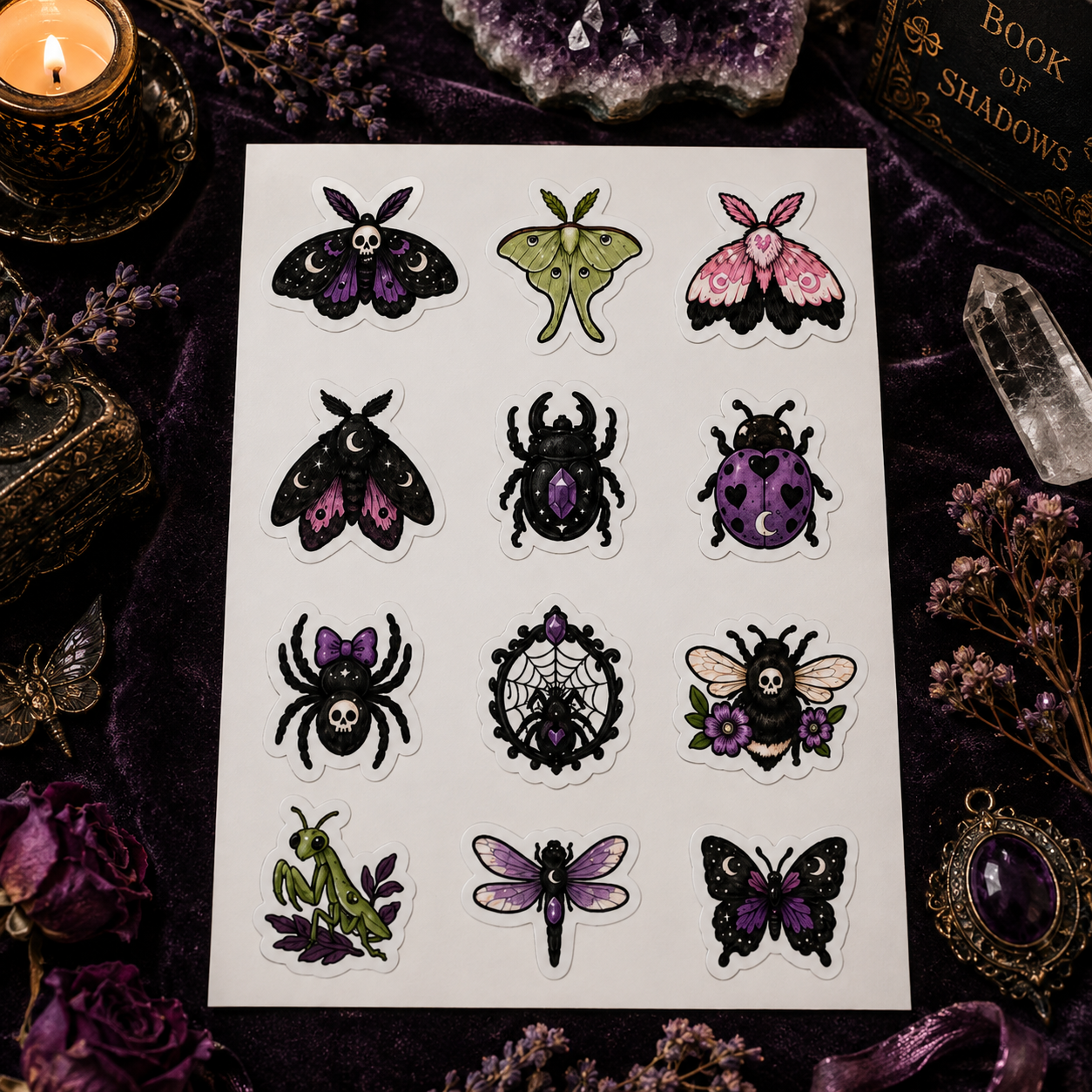 Gothic Bugs Sticker Sheet