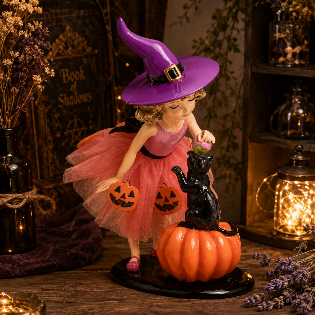 12in Witch Girl with Cat by December Diamonds