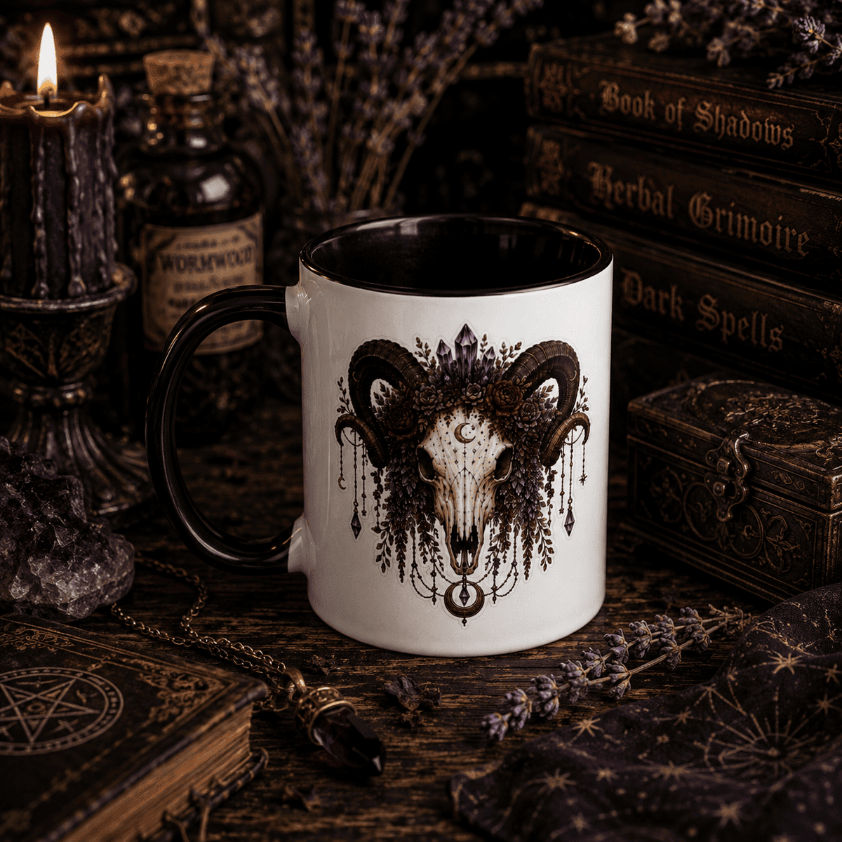 Ram Skull Gothic Botanical Ceramic Mug – Thorn & Thimble