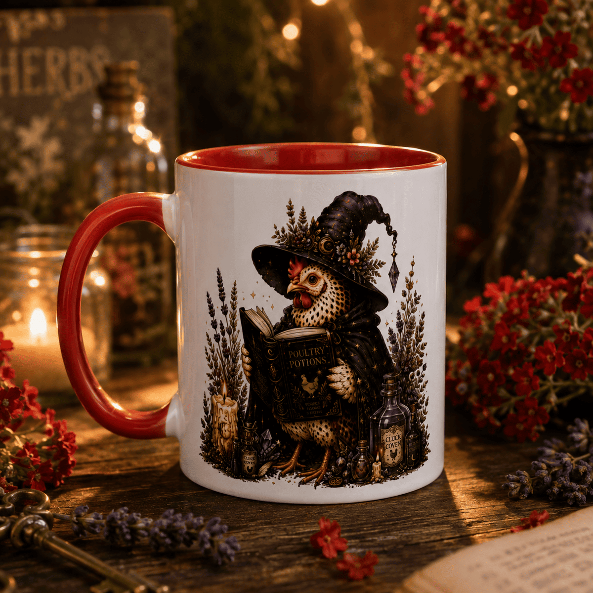 Bookish Chicken Witch Cottagecore Ceramic Mug – Thorn & Thimble