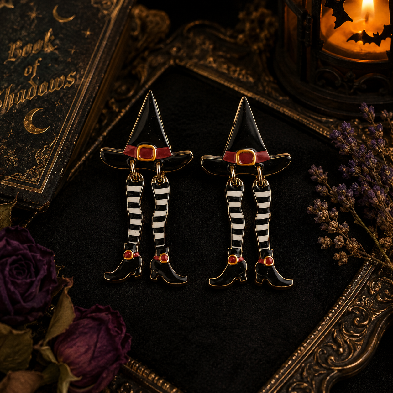 Hidden Witch Halloween Earrings by Laliblue