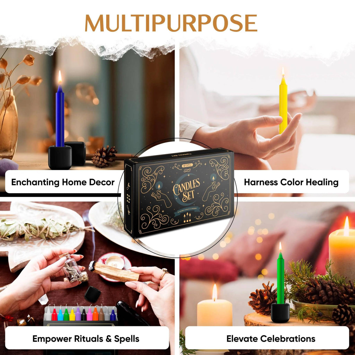 Colored Spell Candle Kit – 36 Candles – Thorn & Thimble