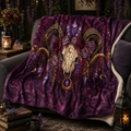 Ram Skull Boho Throw Blanket
