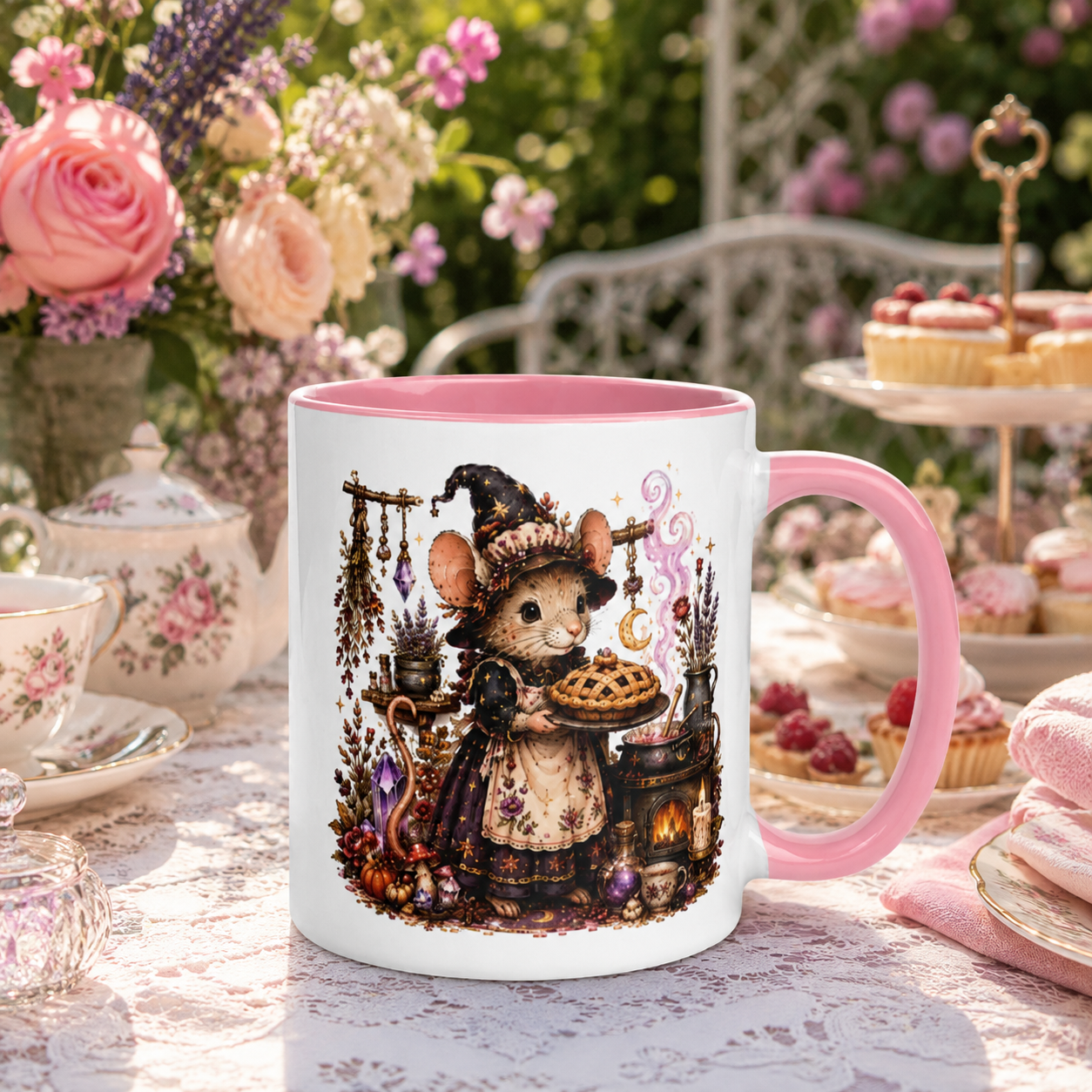 Mouse Witch Baker Mug with Color Inside