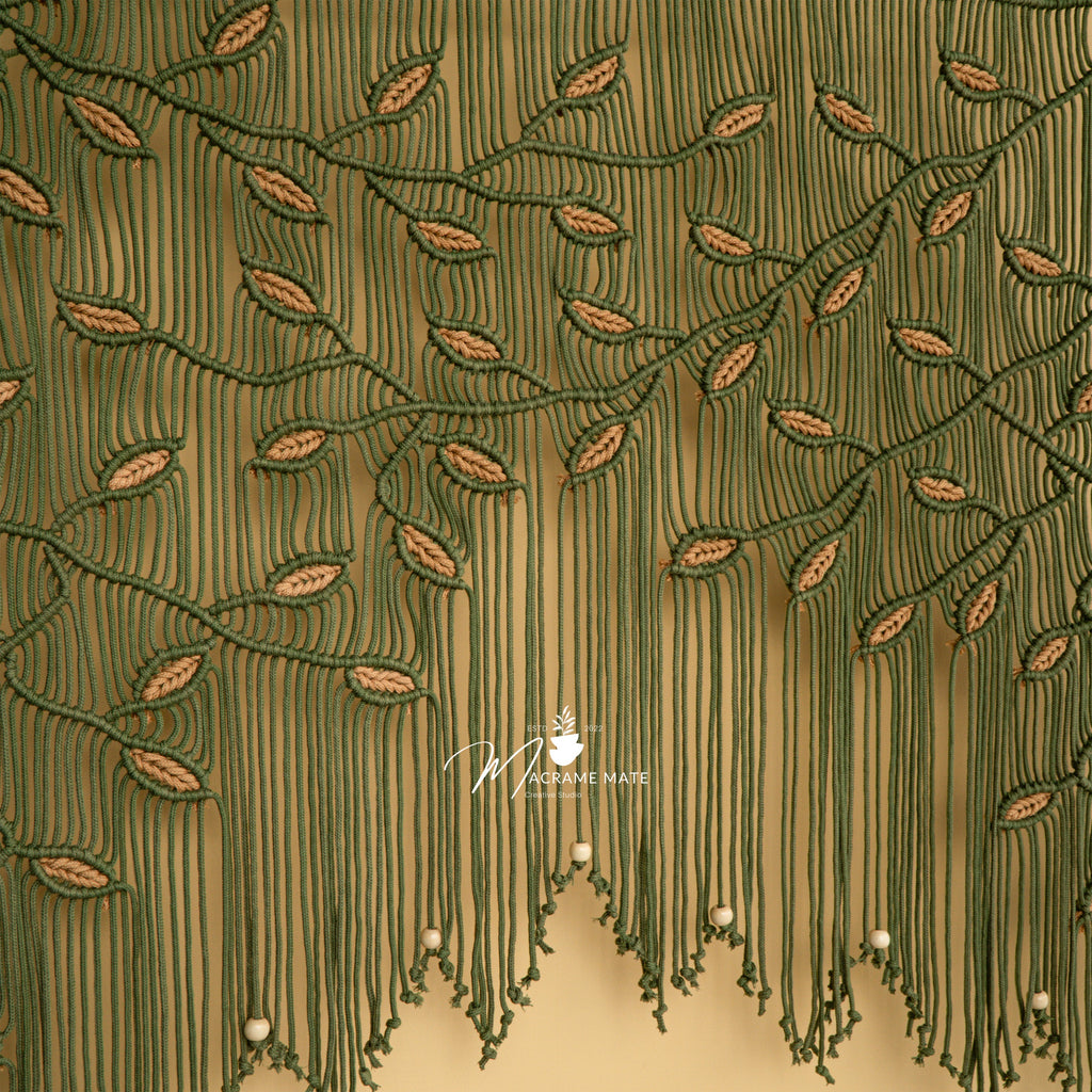 Aura Olive Latte Macrame Window Curtain