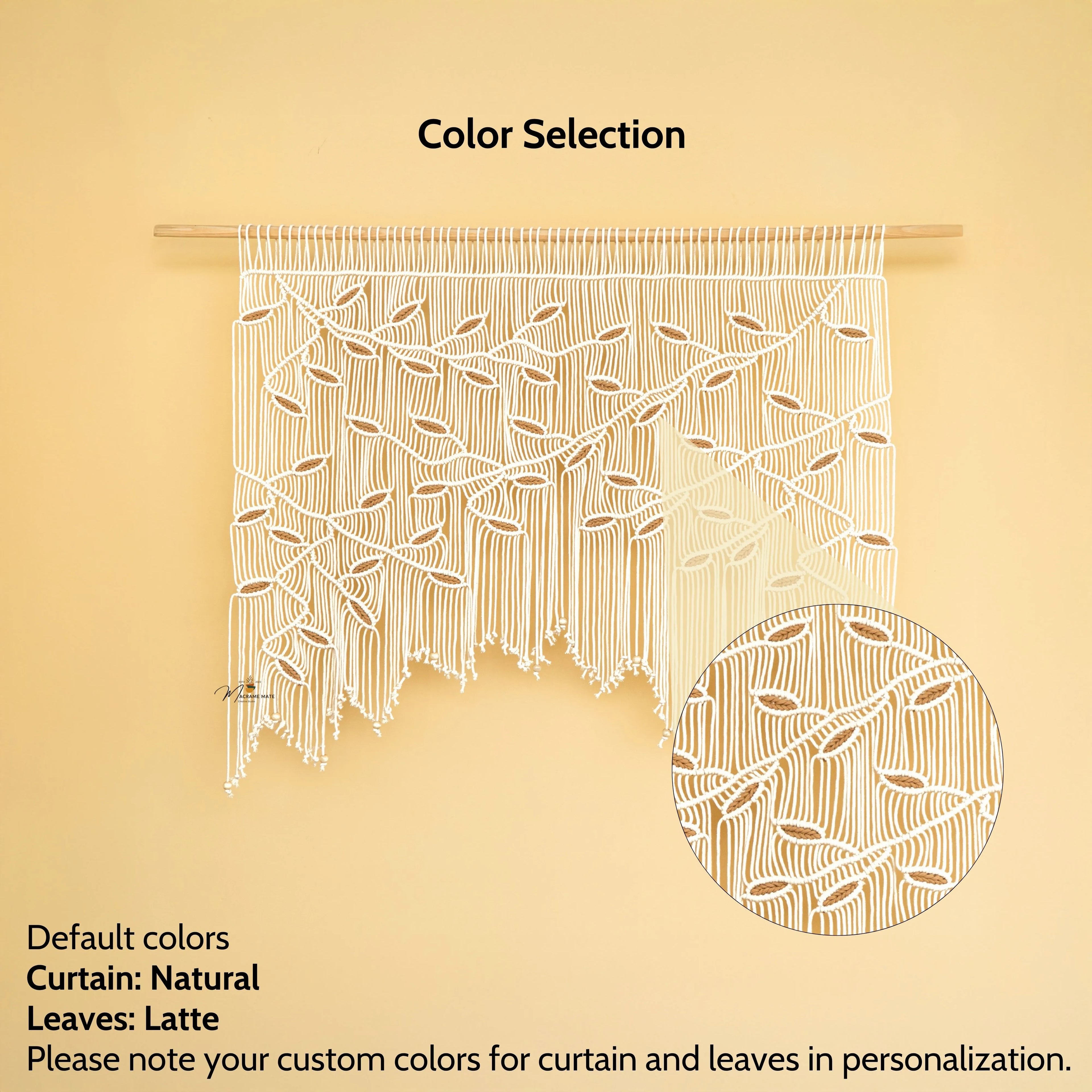 Aura Natural Latte Macrame Window Curtain