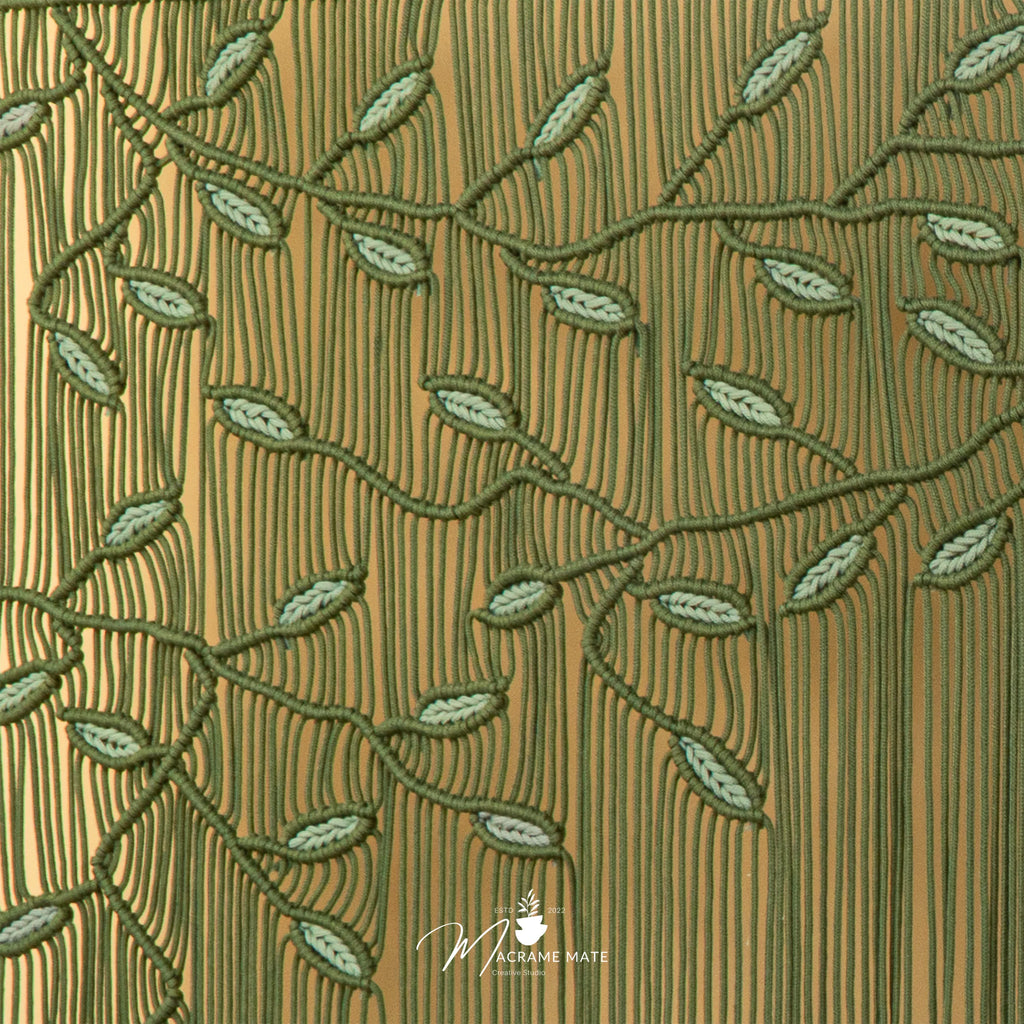 Aura Olive Sage Macrame Window Curtain