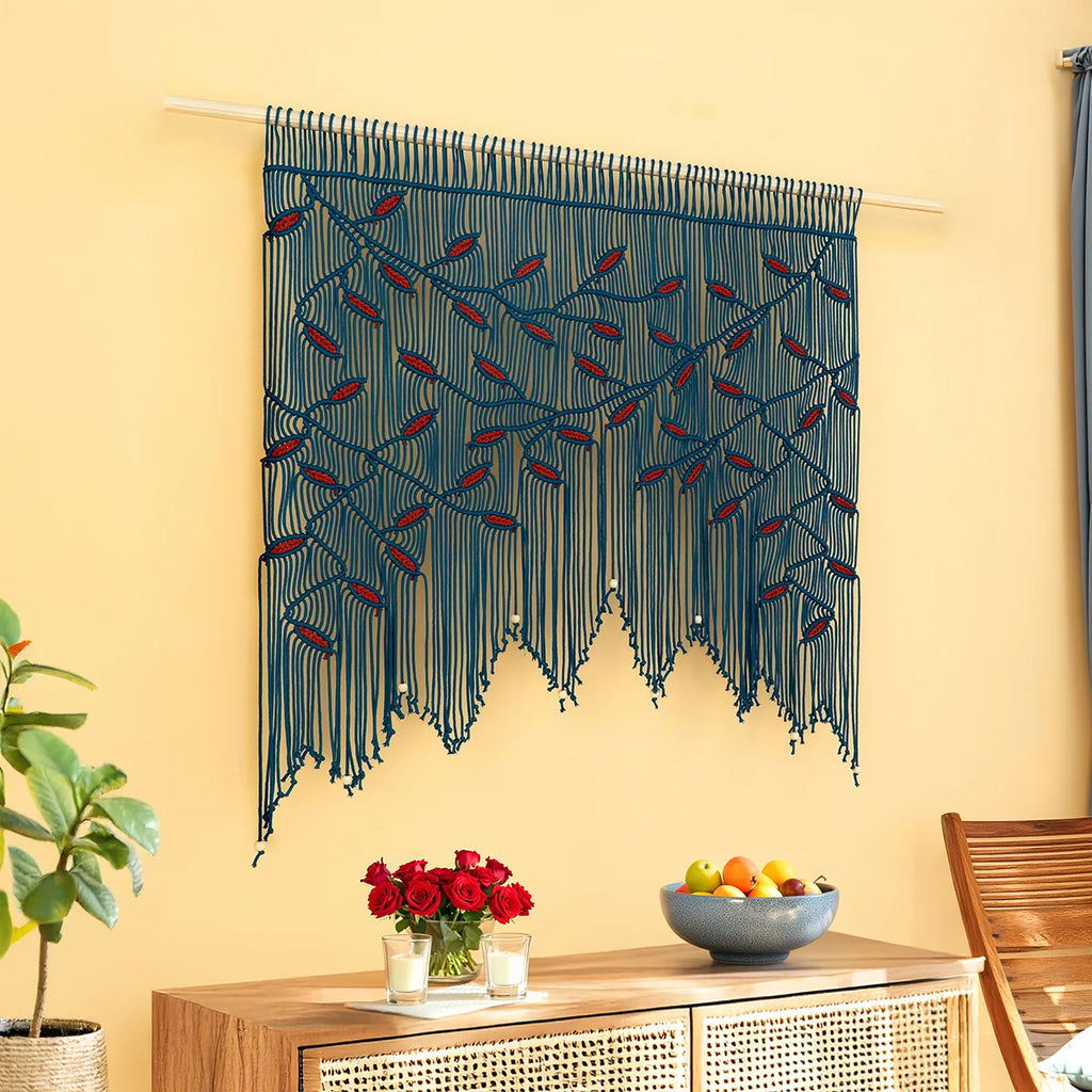 Aura Peacock Terracotta Macrame Window Curtain