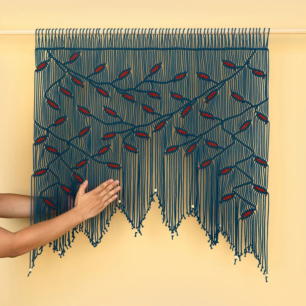 Aura Peacock Terracotta Macrame Window Curtain