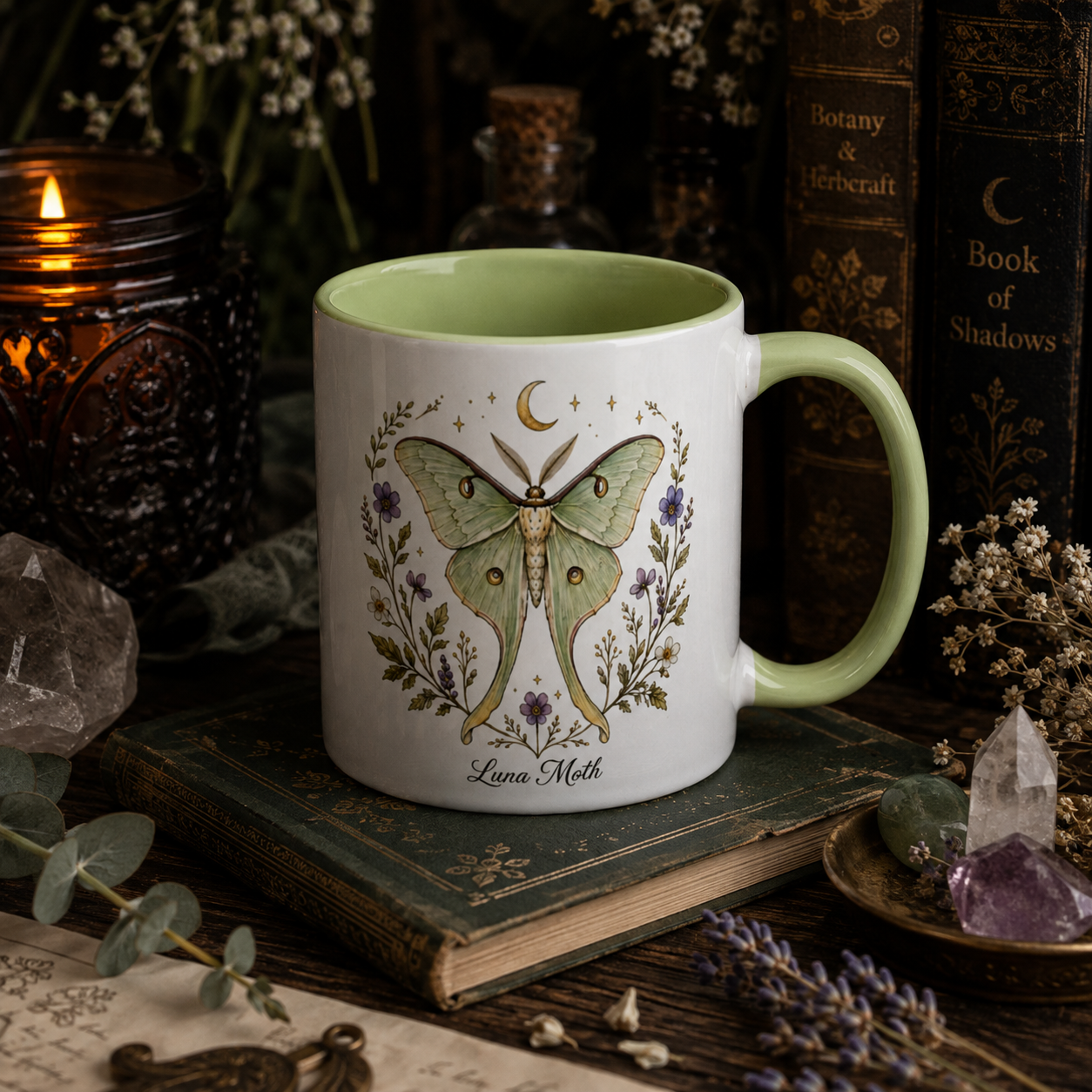 Luna Moth Mug with Color Inside
