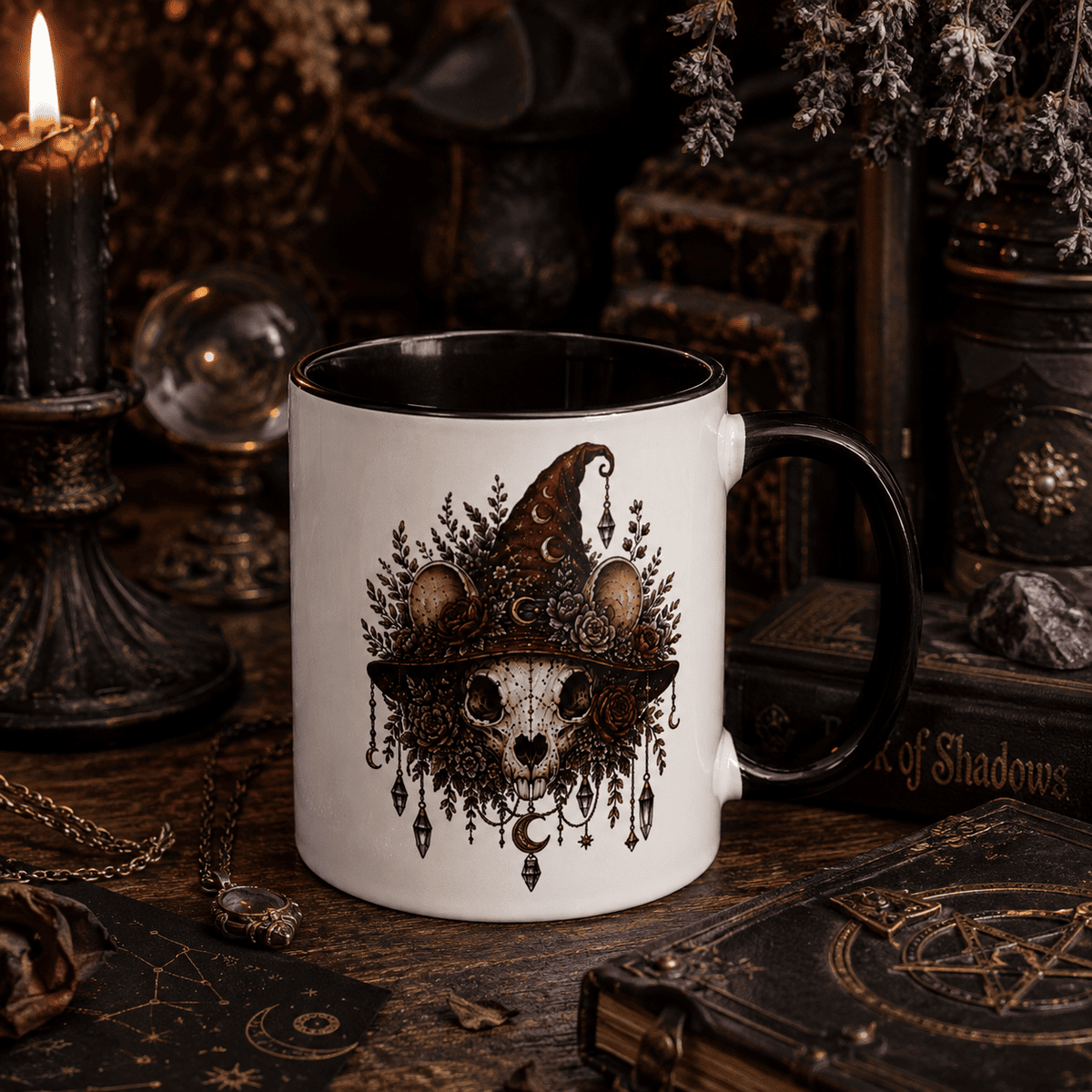 Mouse Skull Gothic Botanical Ceramic Mug – Thorn & Thimble