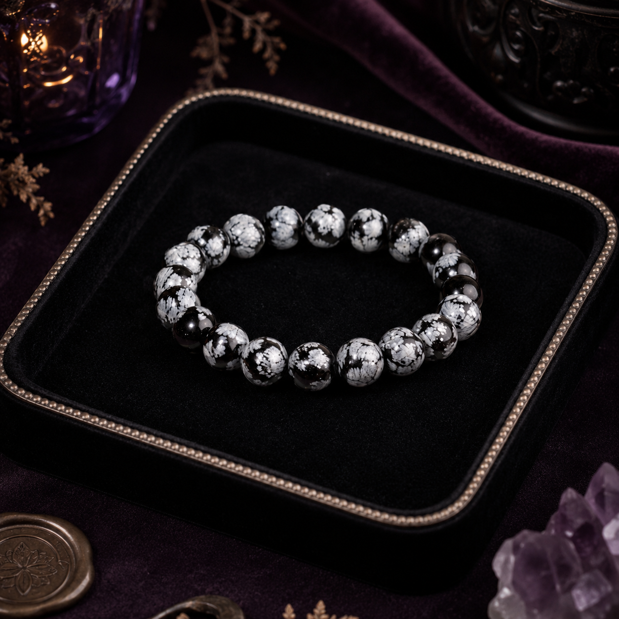 The Pattern Breaker – Snowflake Obsidian Bracelet