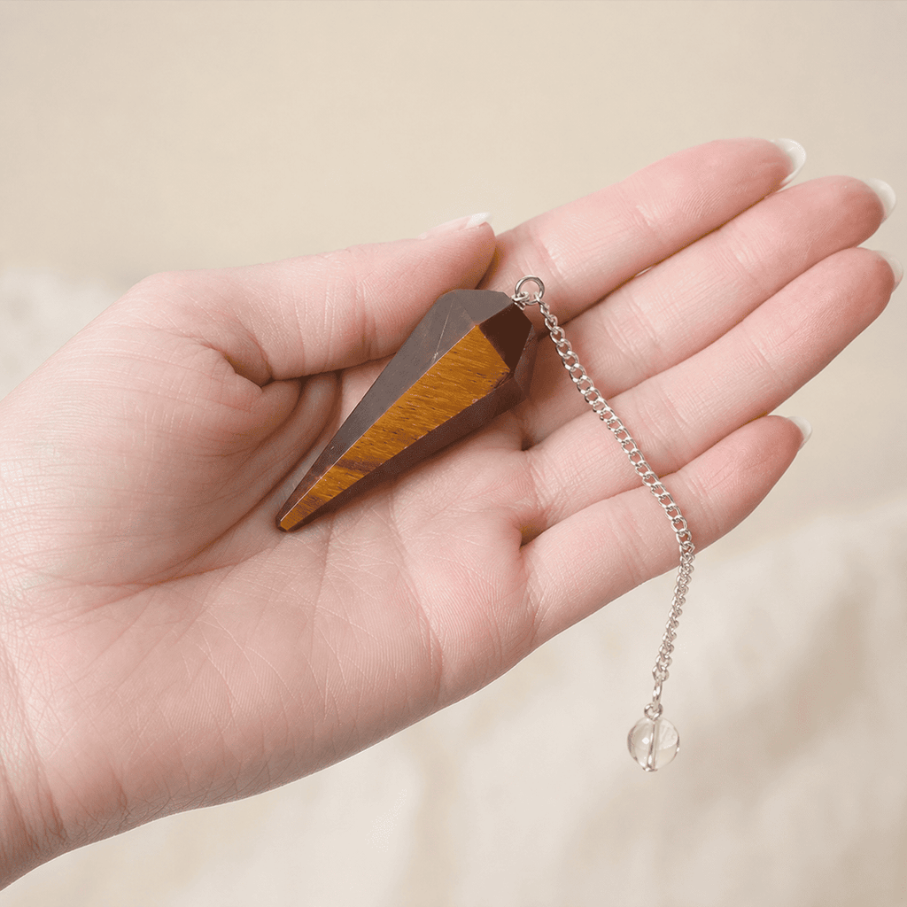 Tiger’s Eye Faceted Crystal Pendulum – Thorn & Thimble
