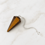 Tiger’s Eye Faceted Crystal Pendulum – Thorn & Thimble