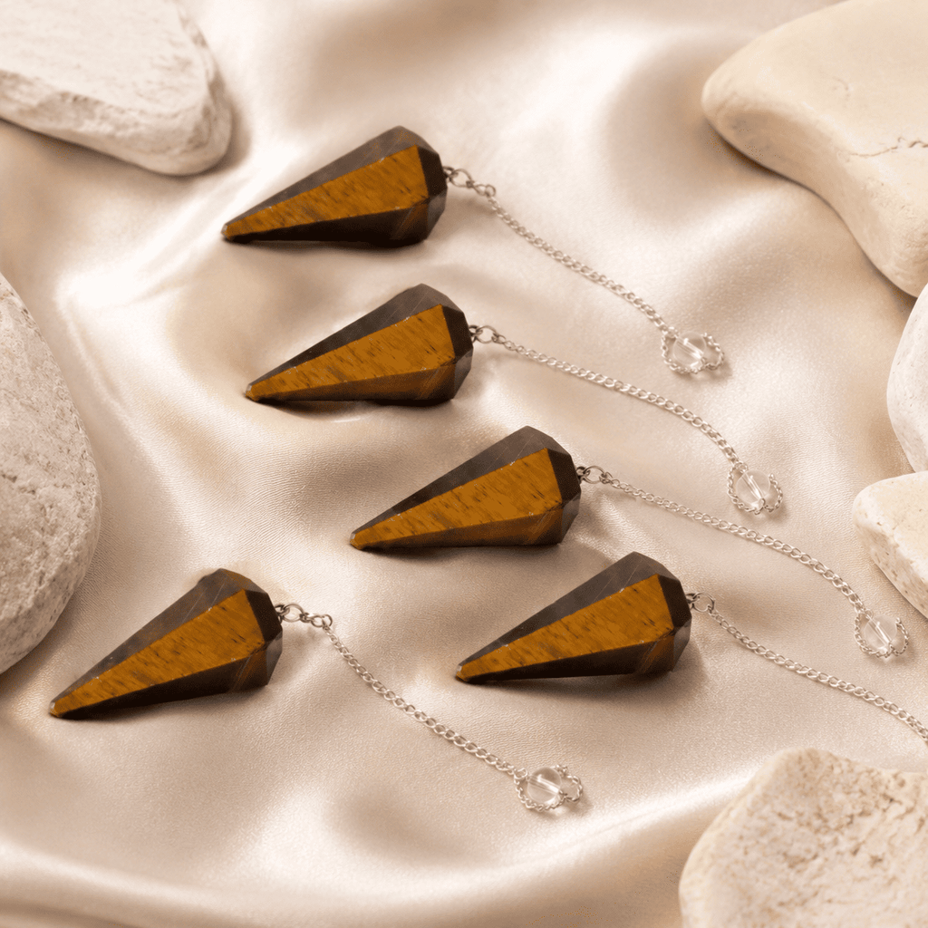 Tiger’s Eye Faceted Crystal Pendulum – Thorn & Thimble